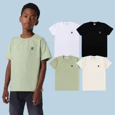 Kit Sortido 4 Peças Camiseta Básica Lisa Menino Cores Neutras Coleção Infantil Juvenil do 3 ao 16
