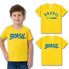Camiseta do Brasil Menino/Masculina Copa Infantil Juvenil do 4 ao 12