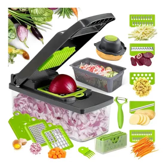 Cortador Multifuncional Fatiador 16 em 1 Cozinha Slicer Aço Inox Cortador Ralador De Legumes Verduras Frutas Alime