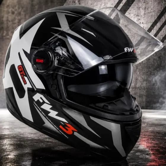 CAPACETE FW3 GTX STAR ESTRELA PRETO/CINZA SUPER LANÇAMENTO COM ÓCULOS INTERNO SOLAR