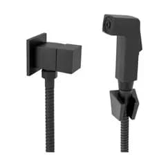 Ducha Higiênica Quadrada Preto Fosco Duchinha Para Banheiros Metal 1/4 De Volta