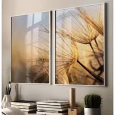 Quadro Grande Para Sala Kit 2 Quadros Decorativos Com Moldura Quadro Natureza Dente De Leão Amarelo