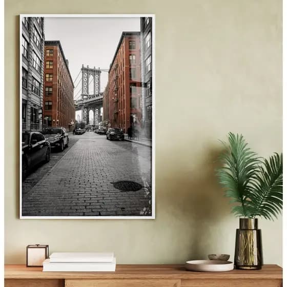 Quadro Preto E Branco Com Moldura Quadro Decorativo Sala Grande Quadro Quarto Casal Ponte Brooklyn