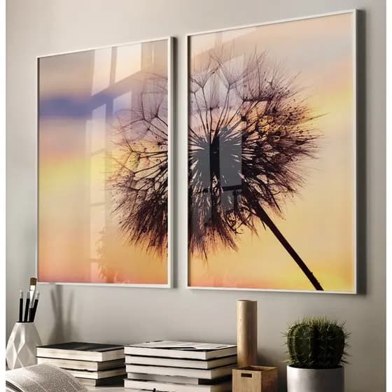 Quadro Dente De Leão Quadro Com Moldura E Vidro Quadro Decorativo Sala Quadro Quarto Céu Suave Duo