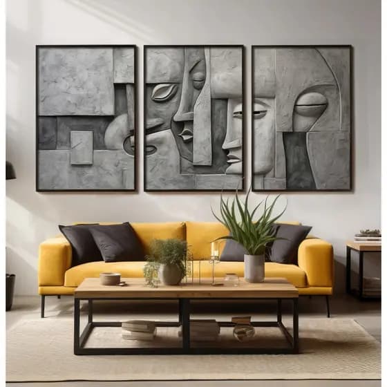 Quadro Moderno Abstrato Trio De Quadros Decorativos Quadro Para Escritório Quadro Mosaico Egípcio