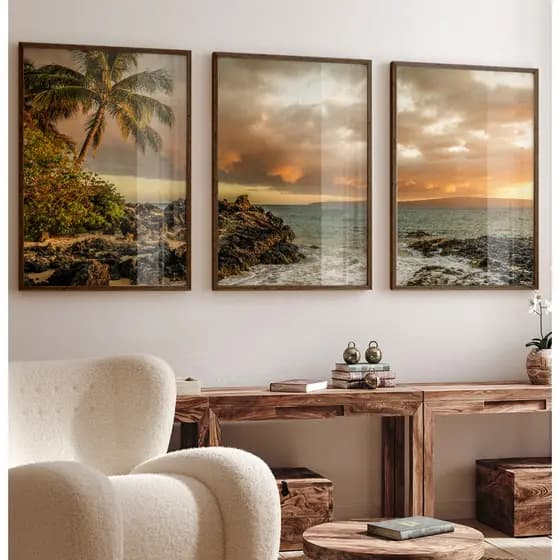 Quadro Praia Quadro Com Moldura E Vidro Quadro Decorativo Sala Grande Quadro para Quarto Casal Trio
