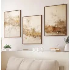 Quadro Abstrato Para Sala Trio De Quadros Decorativos Com Moldura Quadro Moderno Arte Estilo Gesso