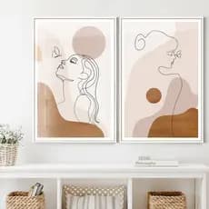 Quadro Minimalista Decorativo Com Moldura E Vidro Quadro Quarto Feminino Quadro Abstrato Para Sala