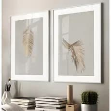 Quadro Minimalista Dourado Quadro Decorativo Com Moldura E Vidro Quadro Folhagem Quadro Pra Quarto