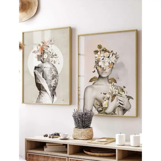 Quadro Abstrato Moderno Para Sala Quadros Grandes Decorativos Quadro Com Moldura E Vidro Flores Duo