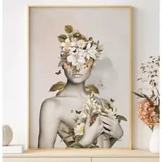 Quadro Minimalista Com Moldura Decorativo Quadro Para Quarto Feminino Quadro De Flores Brancas
