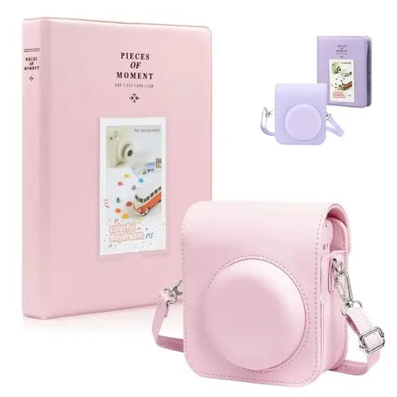 Kit Case Bag Magnética com Alça + Álbum para Instax Mini 12 – Capa Protetora e Organização de Fotos