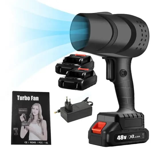Soprador De Folhas Turbo Portátil Recarregável 21v Com 2 Baterias Potente Limpeza Interna e Externa