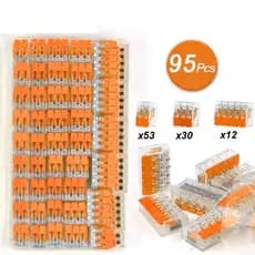 Kit 95 peças conector elétrico compacto e peças derivadas 2, 3 e 5 canais 4 mm e 6 mm