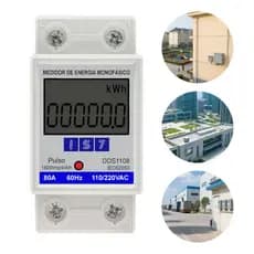Medidor De Energia Monofásico Fácil De Instalar KWH AC Digital WattHour Meter 220V 60A 80A