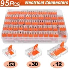 Kit 95 Peças Conectores Elétricos Emenda Wago Original 1, 2, 3 e 5 vias 4mm² e 6mm² 32 e 41A