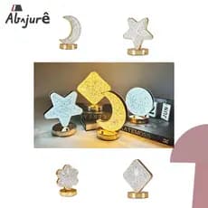 Abajur De Mesa Meia Lua Estrela Losango Flor Acrílico Cristal Dourado Diamante Luminária De Mesa LED