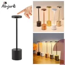 Luminária de Mesa Abajur Cabeceira Escrivaninha LED 3 em 1 Recarregável Tipo C Preto Cromado Dourado