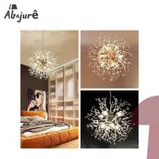 Luminária De Teto Pendente Dente De Leão Cristal Dourado Cromado Rose Luminária Bola 45cm G9