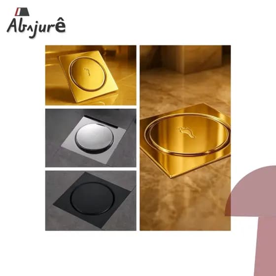 Ralo Click Inteligente 10x10 Veda Cheiro Brilhante De Banheiro Luxuoso Aço Resistente Ralo Dourado
