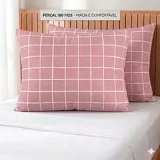 Kit 2 Fronhas Par Percal 180 Fios Algodão 70x50 Estampada Jogo Cama
