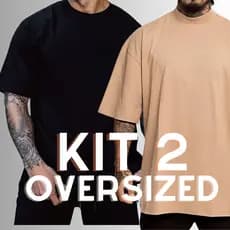 Kit 2 Camiseta Lisas Oversized Algodão Masculina Streetwear Unissex