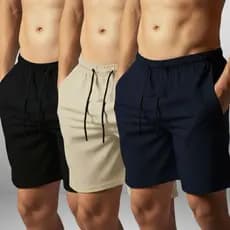 Kit 3 Peças Bermudas Academia De Tactel Com Elastano Bolsos e Cintura Com Elástico Cordão Ajustável P ao GG