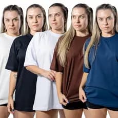 Kit 5 Camiseta Algodão Original Oversized Basica Tendência Feminina Streetwear Lançamento