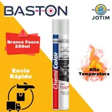 Tinta Spray Baston Alta Temperatura Branco Fosco 250ml Secagem Rápida