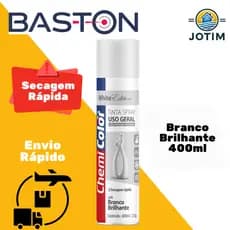 Tinta Spray Uso Geral Branco Brilhante Baston 400ml Acabamento Moderno e Elegante