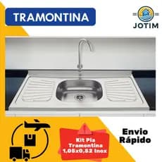 Pia de Cozinha Tramontina em Aço Inox New Raggi 40 1,05×0,52m Com Cuba Central e Válvula