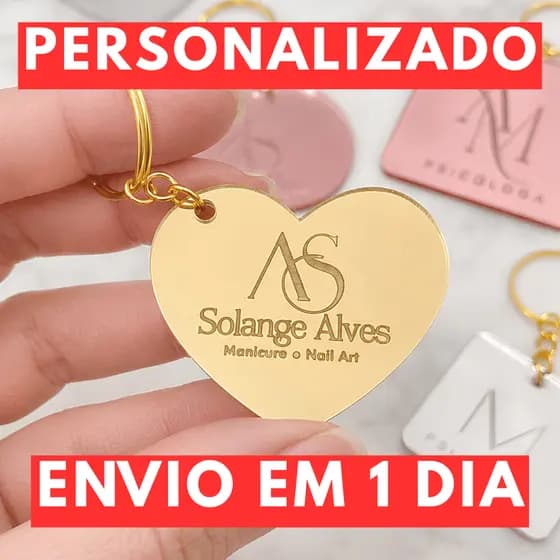 20 a 100 unidades Chaveiro Personalizado Brinde Lembrancinha Mimo Loja Cliente Festa Acrílico Espelhado