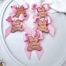 Tag Ursinho Personalizada Acrílico Espelhado (Com/Sem Laço) | Lembrancinha Maternidade, Chá de Bebê & Batizado