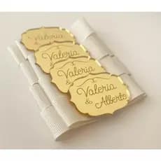 Tag Casamento Personalizada Acrílico Espelhado | Para Bem Casado e Lembrancinhas (Com/Sem Laço)