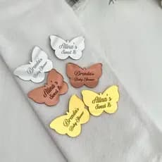 Tag Borboleta Personalizada Acrílico Espelhado | Jardim Encantado 3,5cm Lembrancinha