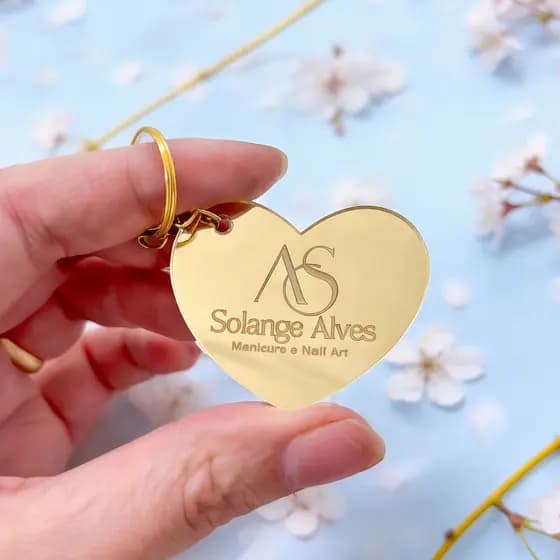100un Chaveiro Personalizado Acrílico Espelhado Logo Brinde Lembrancinha Mimo Aniversário Casamento Igreja Evento