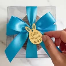 20 Tag Coelho Acrílico Dourado Feliz Páscoa para Embalagem Lembrancinha Confeitaria