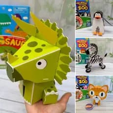 kit Quebra-cabeça 3D Em Papel E Espuma Animais Dinossauro Brinquedo Educativo Pedagógico Presente