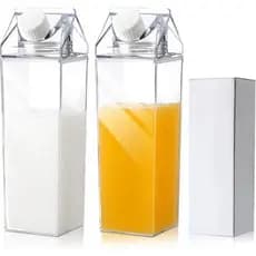 JARRA ACRÍLICO FORMATO CAIXA DE LEITE 1000ML, IDEAL PARA ARMAZENAR BEBIDAS EM GERAL.