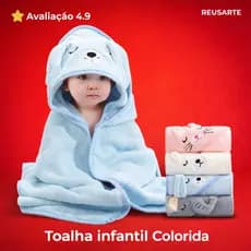 Toalha Banho Bebê Capuz Roupão Infantil Recém Nascido Criança Bichinho Bordado