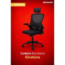 Cadeira Escritório Giratória Com Encosto De Cabeça Base Giratória Apoio Tela Mes