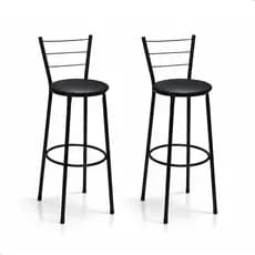 Kit 2 Banquetas Alta Reforçada Bistrô Bancos Bancada Cozinha Americana Bar Balcão Preto e Cinza