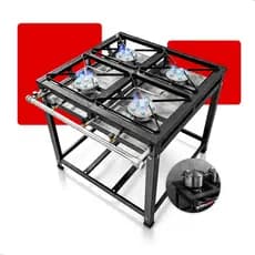 Fogão Industrial 4 Bocas 30x30 Alta Pressão a Gás Cozinha com Mangueira de Brinde