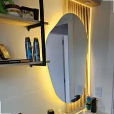 Espelho orgânico led touch screen bivolt fácil instalar grande banheiro lavabo Para Maquiagem Quarto