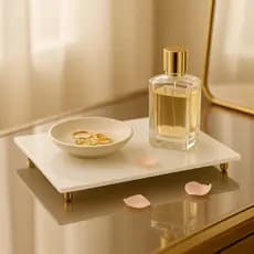 Bandeja lavabo vidro branco banheiro lavabo organizadora multiuso enfeites decorativos