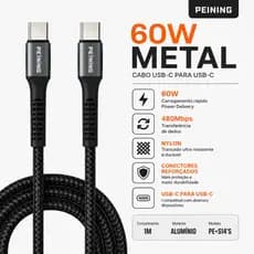 Cabo Tipo C x Tipo C Peining S14-5 Turbo Carregamento Rápido Dados Reforçado