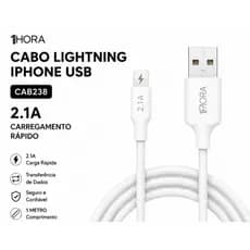 Cabo Lightning iPhone USB 1Hora CAB238 Original 2.1A Carregamento Rápido 1M