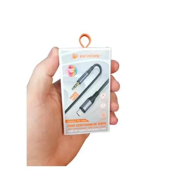 Adaptador P2 iPhone Lightning Peining PEI-AU04 Áudio Fone Microfone Cabo Conversor