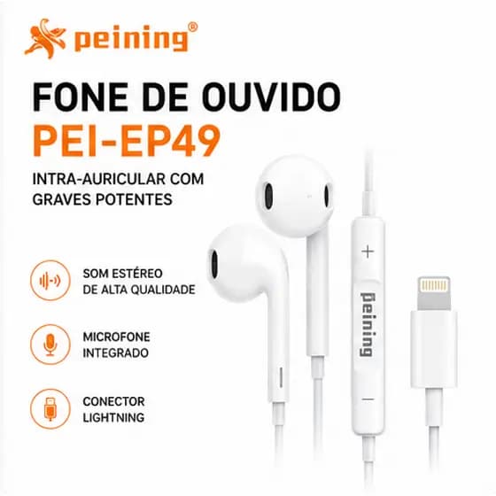one Com Fio Peining PEI EP49 Conector 8 Pinos Microfone Controle Chamadas