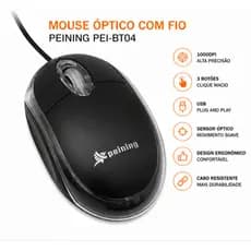 Mouse Gamer USB Peining PEI-BT04 Óptico Com Fio Notebook PC Preto 1000DPI